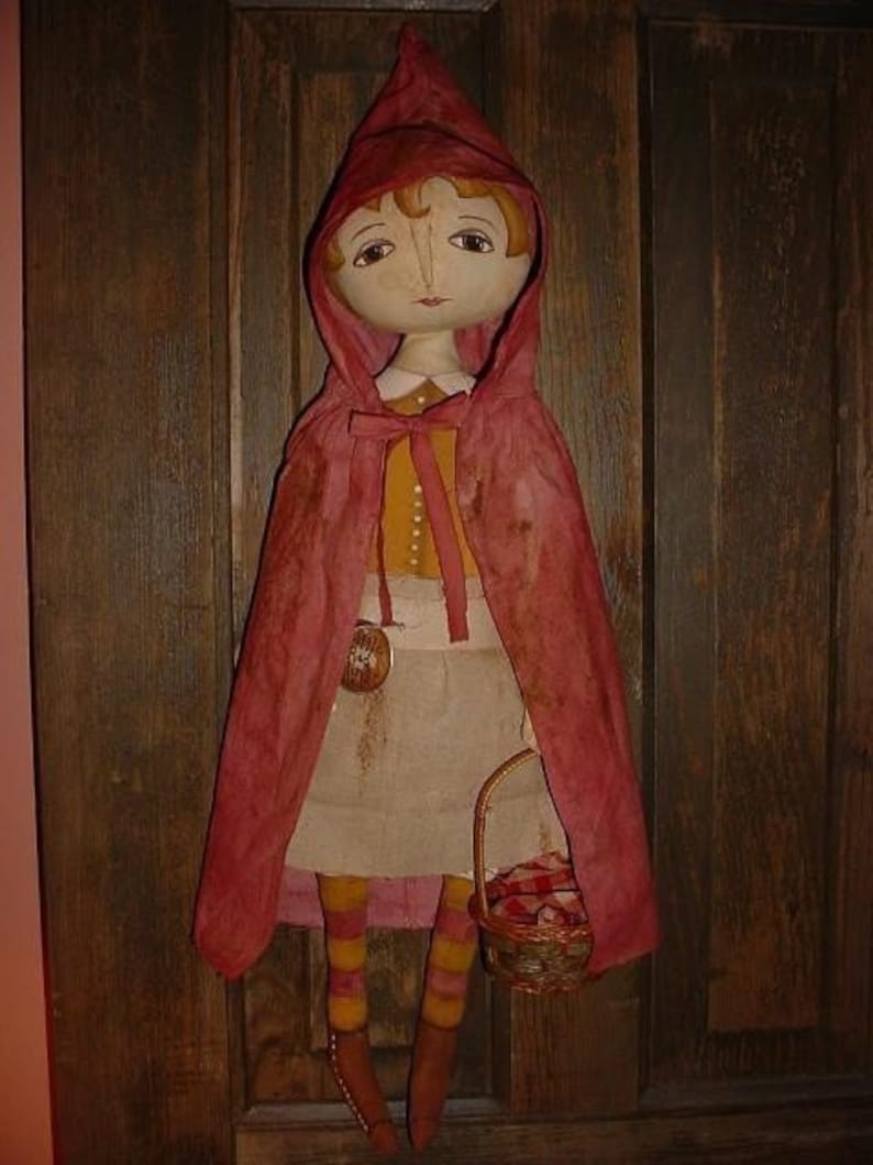 Primitive Little Red Riding Hood Doll E-PATTERN image 1