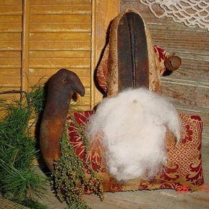 Primitive PATTERN Tall Black Santa Shelf sitter Prim Christmas