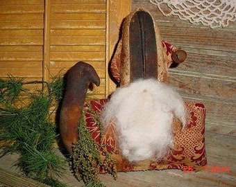 Primitive PATTERN Tall Black Santa Shelf sitter Prim Christmas