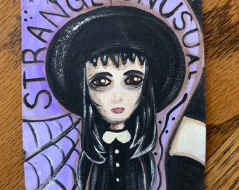 ACEO card Beetlejuice Strange and Unusual original art Lydia ATC movie painting