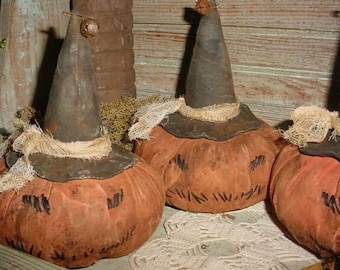Primitive Pumpkin Head Witch Ornie E-PATTERN