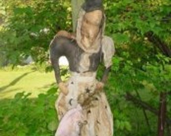 MOTIF de poupée sorcière Old Hag, motif électronique primitif d'Halloween