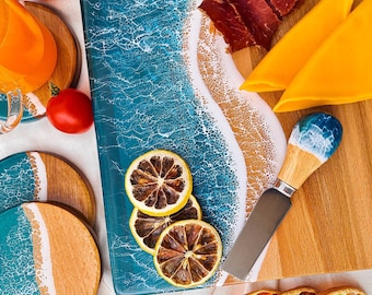 Resin Charcuterie Board, Engraved Wood Serving Tray, Mother's Day Gift