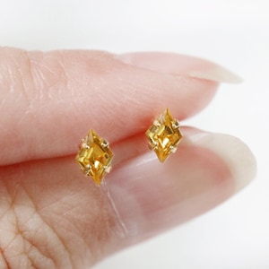 tiny citrine diamond studs // sterling silver or gold filled . minimal citrine earring . november birthstone . minimalist dainty & delicate