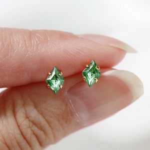 tiny peridot diamond studs // sterling silver or gold filled . minimal peridot earring . august birthstone . minimal dainty & delicate
