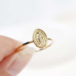 miraculous medal ring // silver or gold filled . religious ring . virgin mary ring . catholic medal . miraculous ring . tiny prayer ring