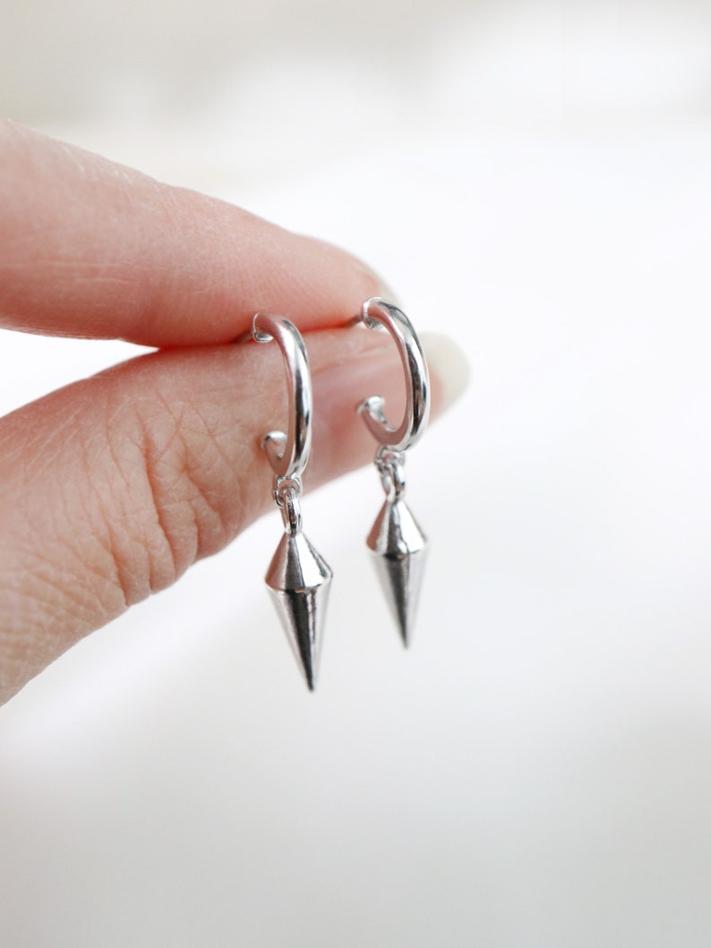 Spike Hoop Earrings // Sterling Silver Spike Earrings . Edgy | Etsy