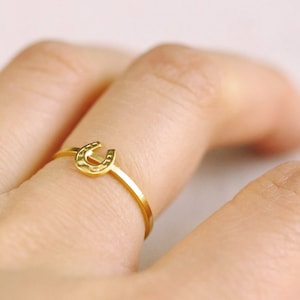 tiny horseshoe ring // silver or gold filled . stackable horseshoe ring . lucky horseshoe stacking ring . dainty delicate . equestrian charm