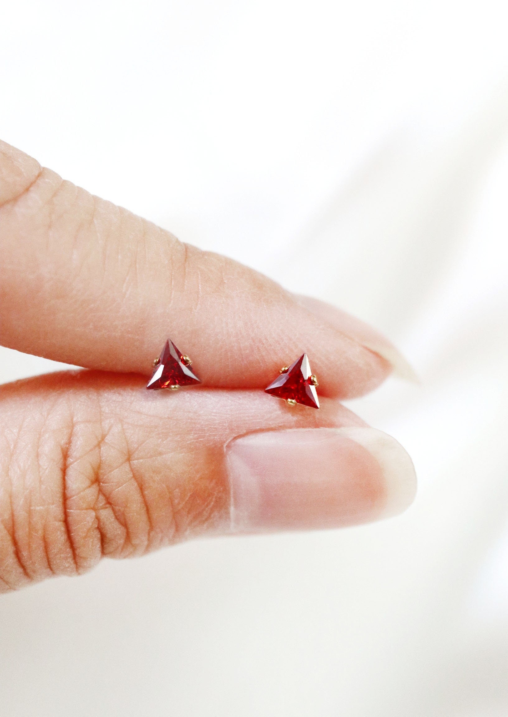 Red Cubic Zirconia Rhodium Post Earrings Nontarnish - July Red Cubic Zirconia Rhodium Post Earrings Nontarnish - July