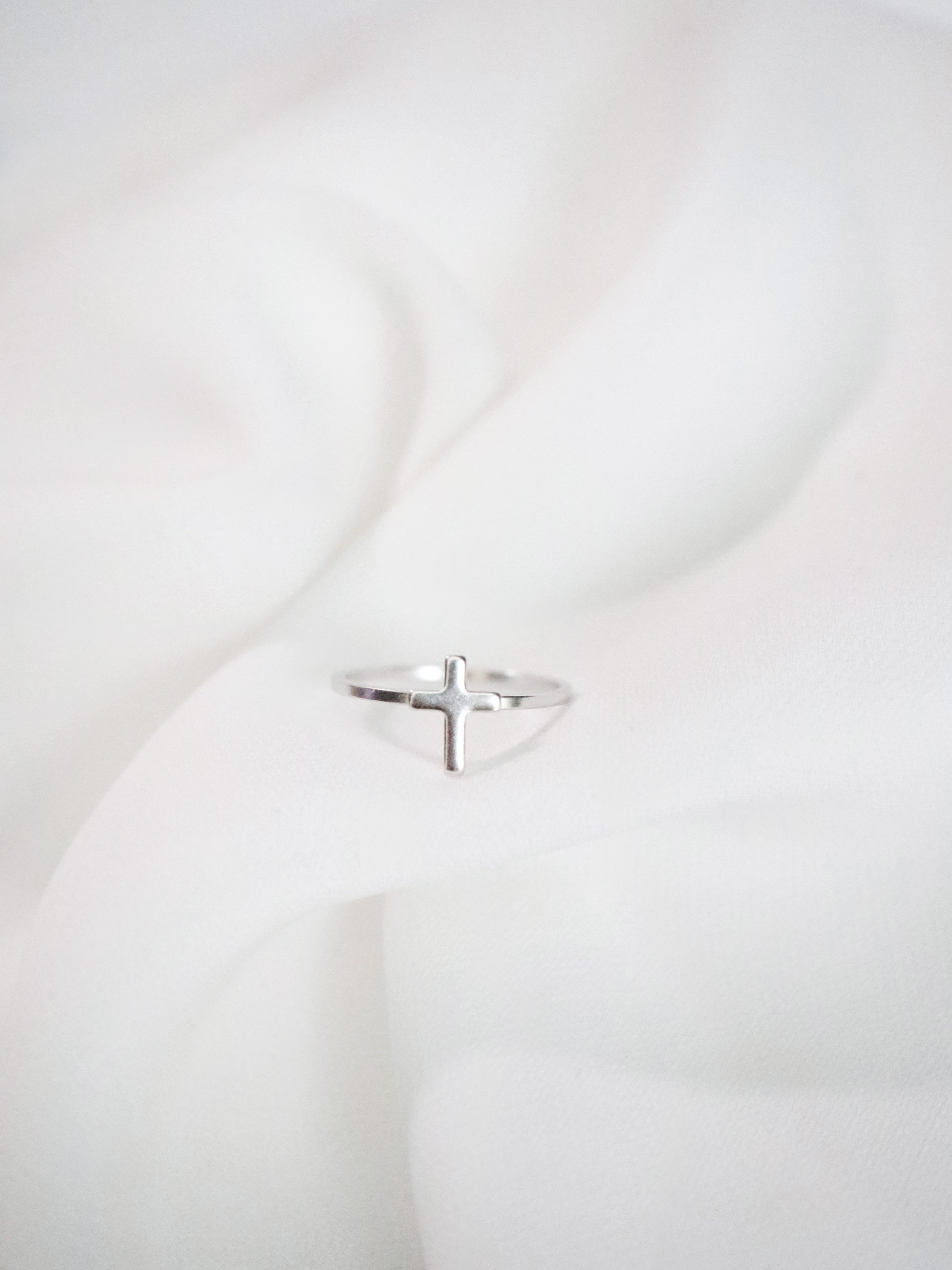 Stackable Cross Ring // Silver or Gold Filled . Thin Cross Ring . Tiny ...