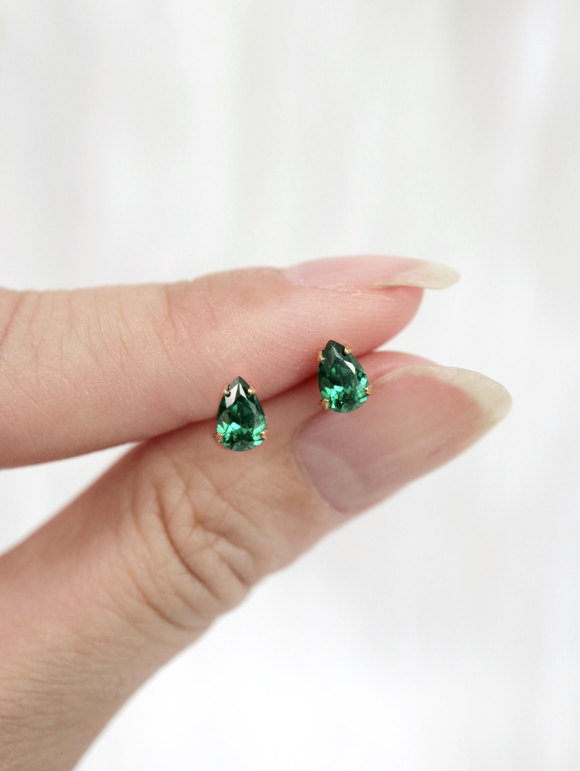 Sterling Silver Nora Emerald Cubic Zirconia Stud Earrings – Sterling Forever