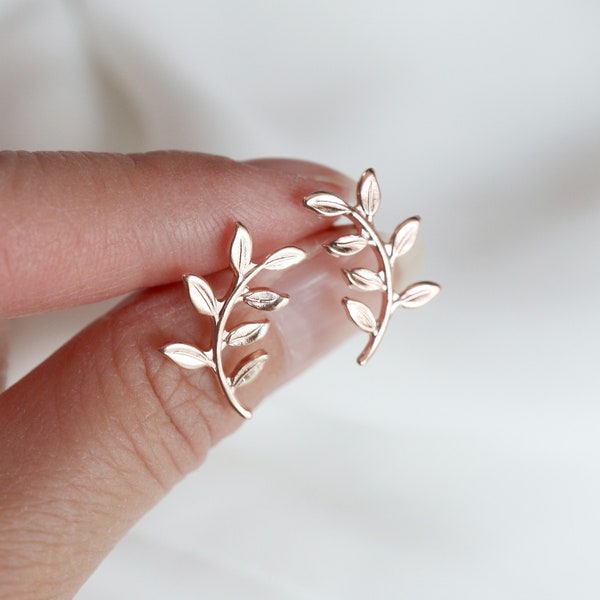 olive branch studs // 14k gold fill . sterling silver posts . twig stud ear climber . nature inspired . delicate leaf earring . non tarnish