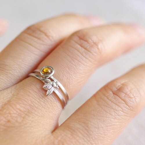 Bumble Bee Ring . Tiny Bee Ring 