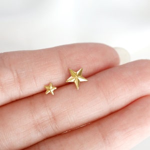 SINGLE star stud earrings // silver or gold filled . tiny star studs . north star jewelry . celestial earrings . faceted . dainty & delicate