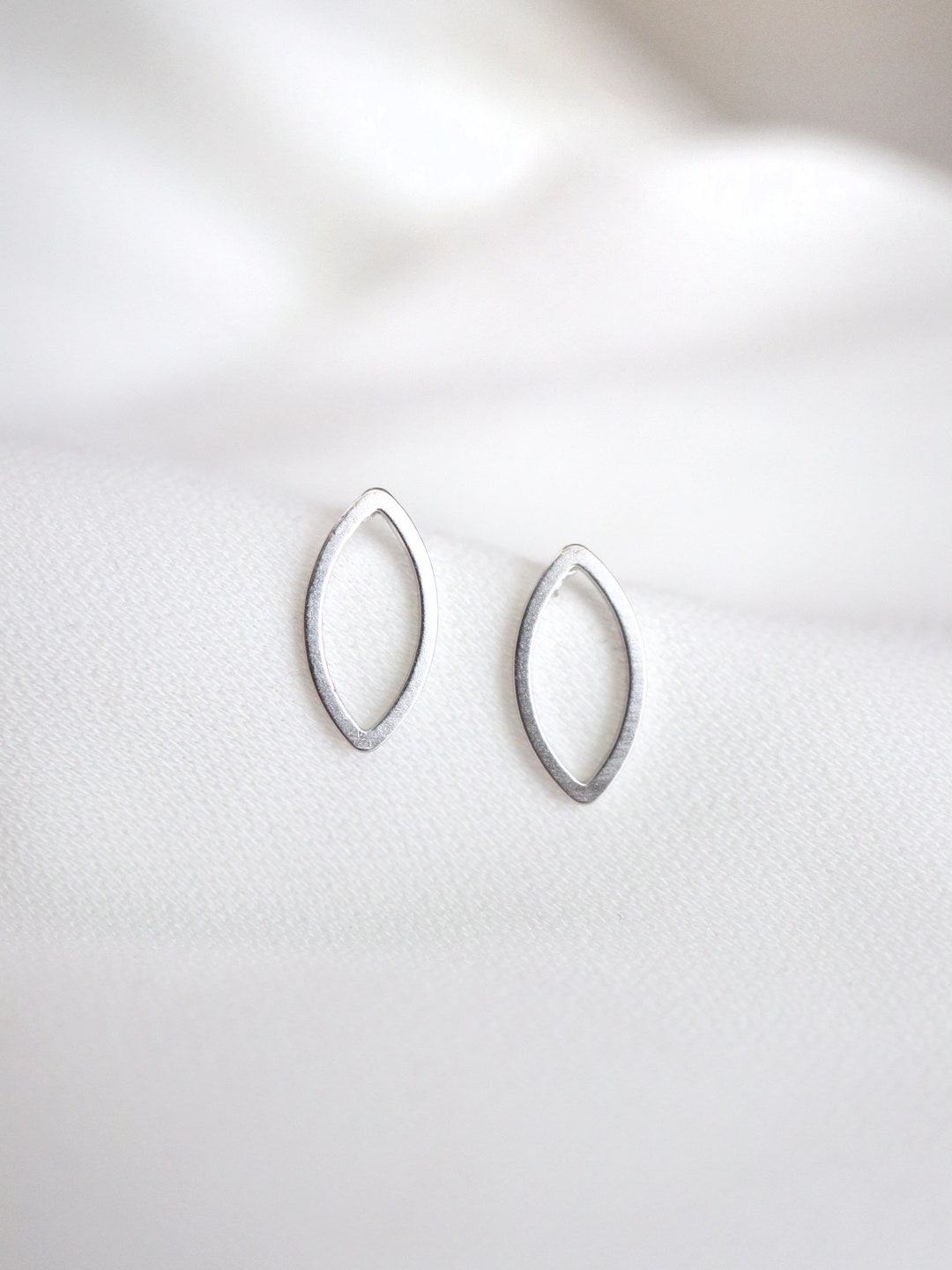 Tri-Tone Graduated Open Marquise Earrings in 10k Yellow,  White,  and Rose Gold main image 1