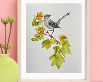 Volunteer - Tennessee state bird and tree, print from original art