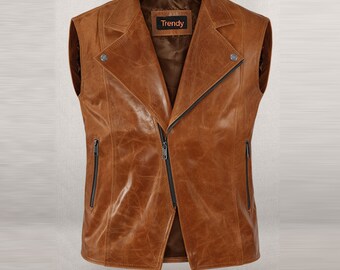 Genuine Leather Vest Handmade Vest Men's Biker Vest Leather Motorbike Vest Men's Handmade Vintage Cafe Racer Motorcycle Biker Leather Vest