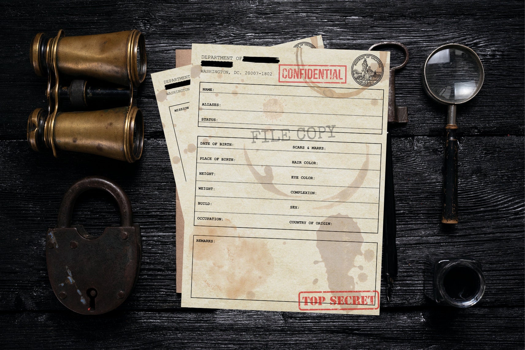 Editable Spy Dossier Mission Brief PDF Template Digital Download