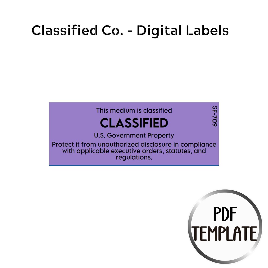 Secret Classified Labels Novelty Classified Government Security Labels – Editable Digital ...