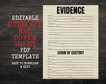 Customizable Evidence Bag Cover Sheets: True Crime Party Decor (PDF Download 8.5x11in