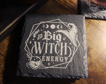 Big Witch Energy Coasters Witch Slate Coasters Slate Coasters Set of 4 Coasters Housewarming for Witch Gift Idea  Witchy Gift Idea