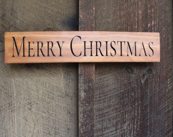 Merry Christmas Wood Sign Black Decor Office Holiday  Decor Reception Decor Merry Christmas Sign CNC Engraved Sign Natural Stain Black Sign