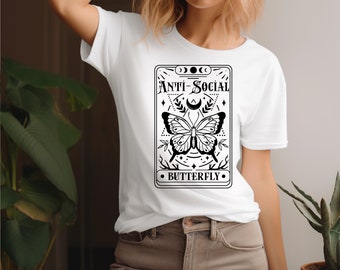 Antisocial Butterfly Tarot Card T-Shirt Funny T Shirt Witchy T Shirt Tarot Card Tee Witch T Shirt Witchy Gift Idea Gift Idea