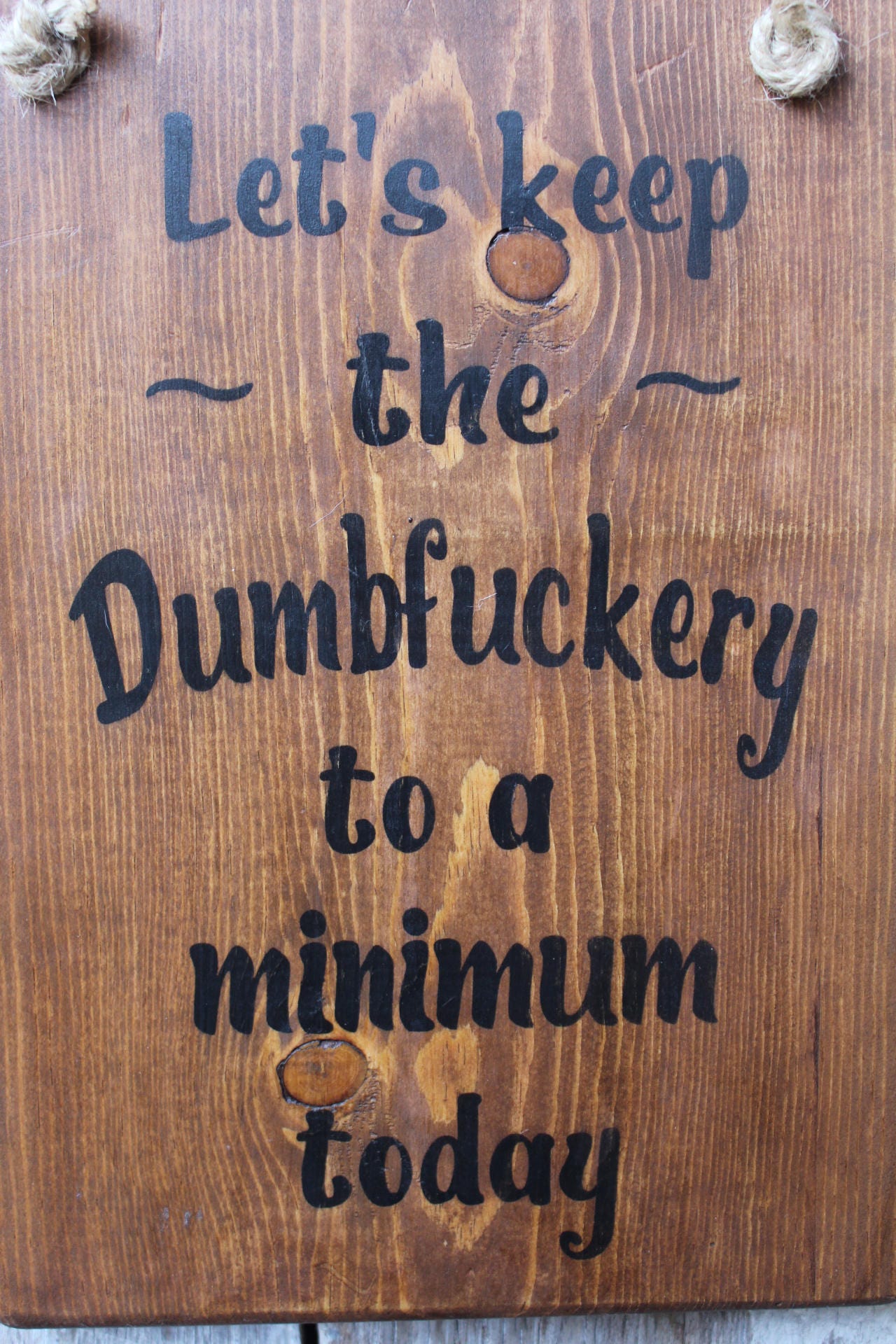 Lets Keep the Dumbfuckery to A Minimum Today Wood Sign Funny - Etsy