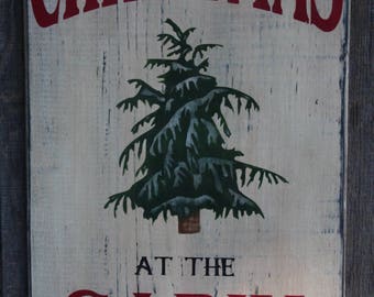 Christmas At The Cabin Wood Sign Rustic Decor Christmas Sign Primitive Wood Sign Cabin Decor Cabin Holiday Decor Rustic Cabin Decor