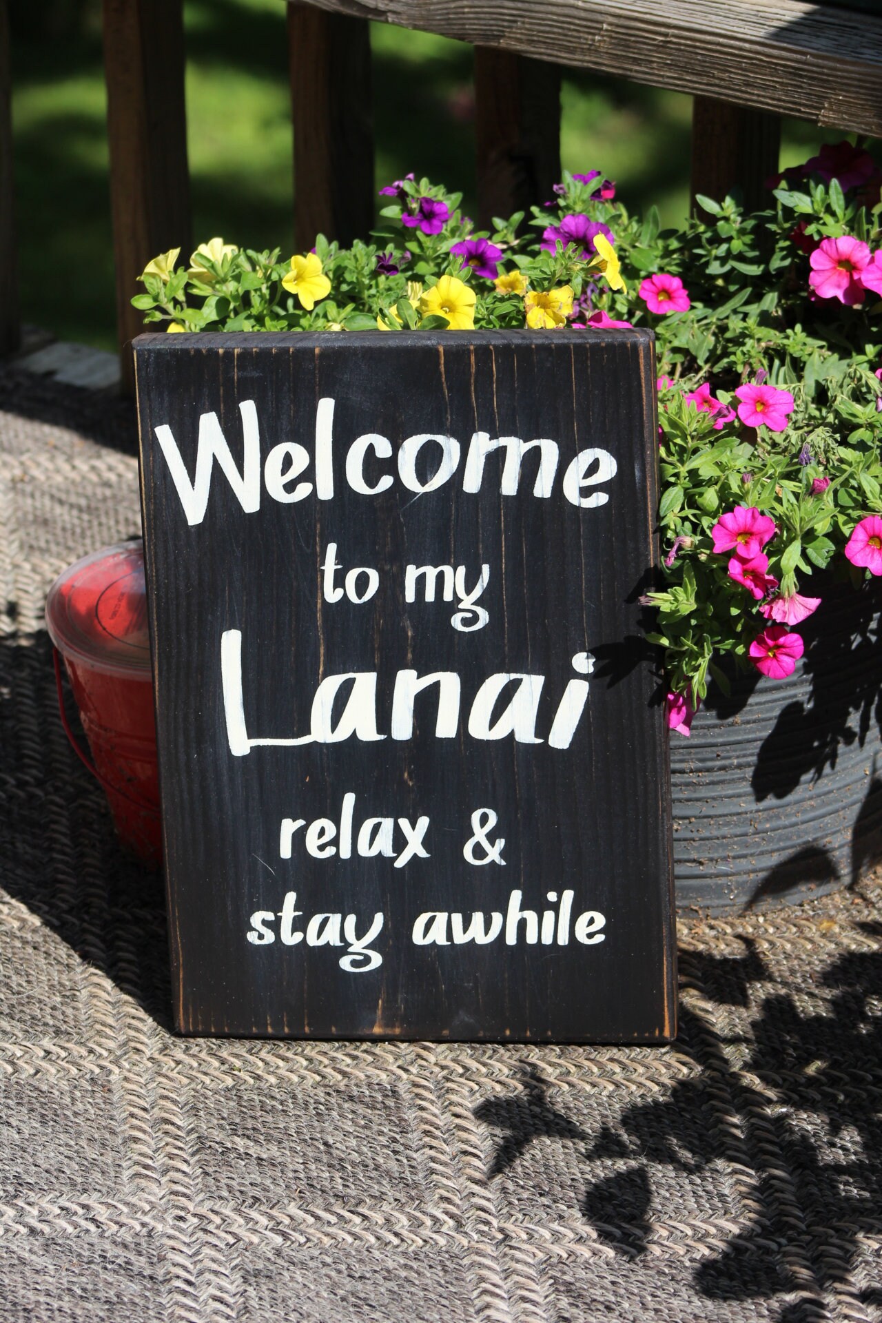 Welcome to My Lanai Wood Sign Primitive Wood Sign Outdoor | Etsy