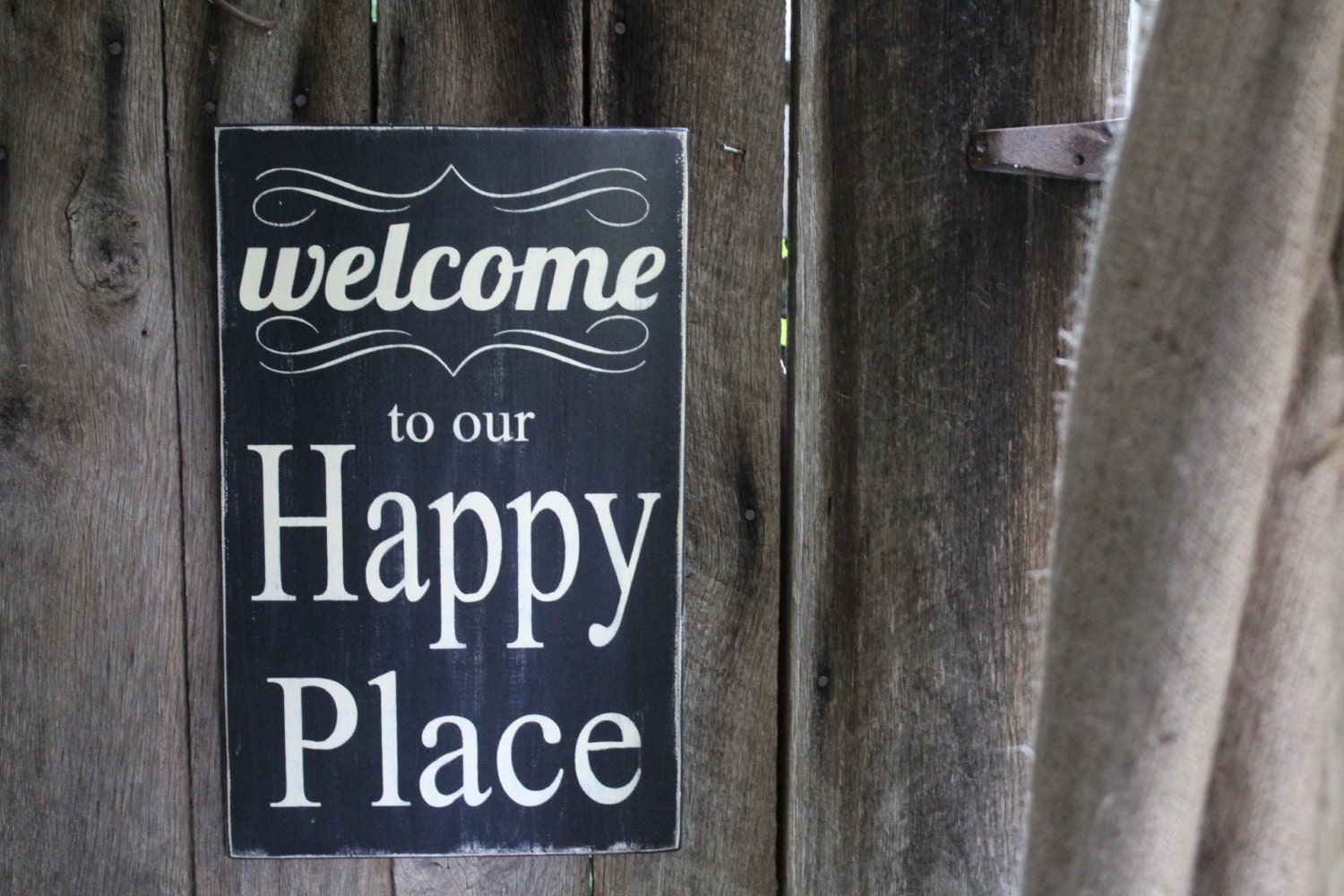 Primitive Wood Sign to Our Happy Place Patio Porch Etsy