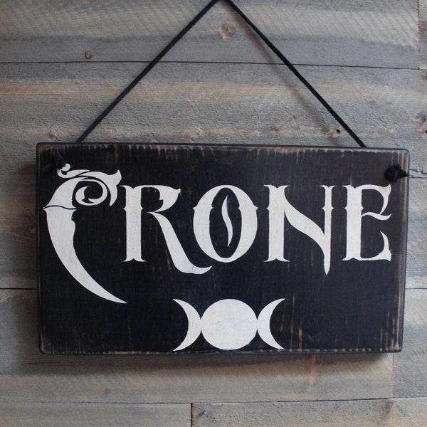 Crone Wood Sign Hanging Wood Sign Wiccan Decor Wicca Decor Witch Decor Pagan Decor Hippie Decor Gift Idea Hanging Wood Sign