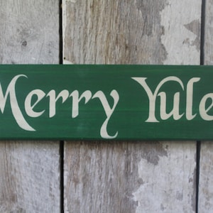 Primitive Wood Sign Merry Yule Holiday Decor Wicca Pagan Yule Decoration Christmas Decor Boho Home & Living