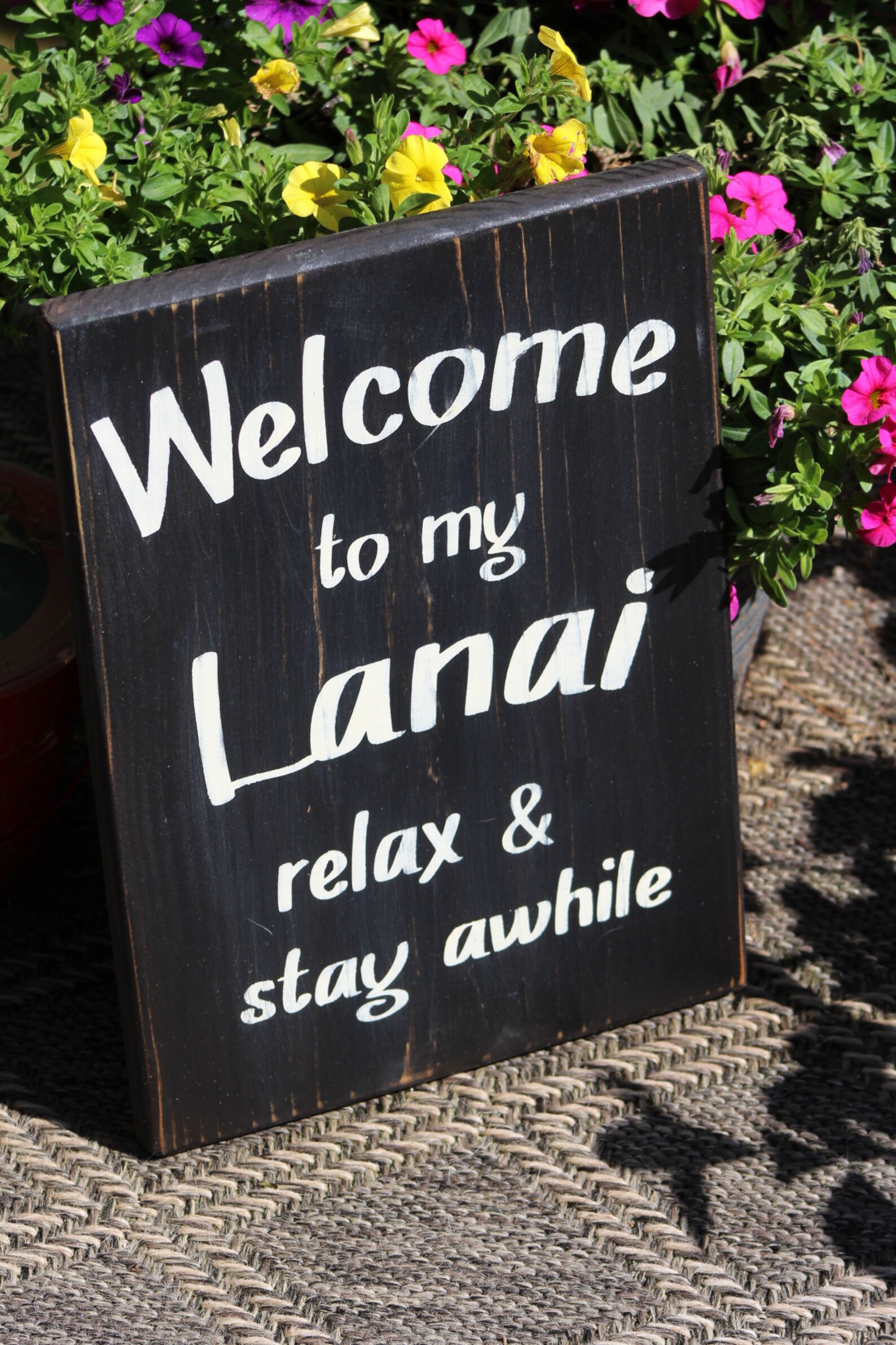 Welcome to My Lanai Wood Sign Primitive Wood Sign Outdoor | Etsy