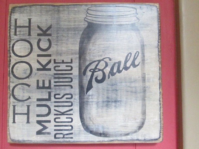 Primitive Wood Sign Moonshine Hooch Man Cave Bar Rustic