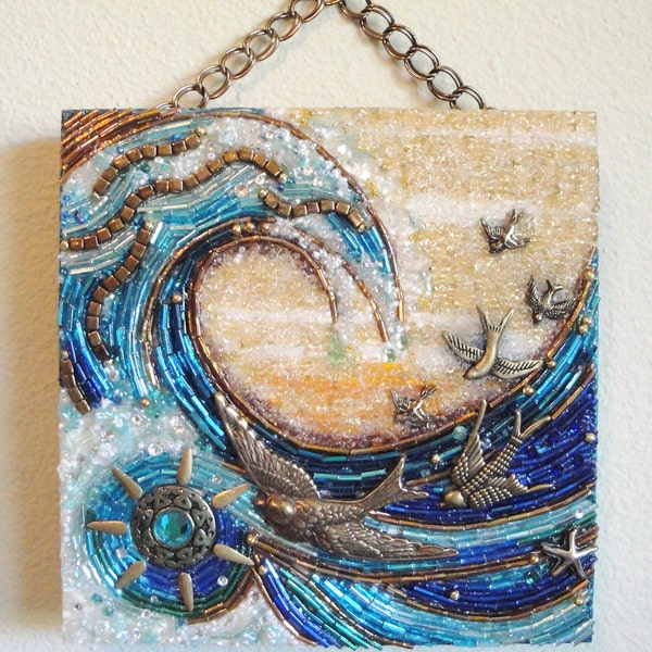 SunSwept beaded mosaic wall hanging