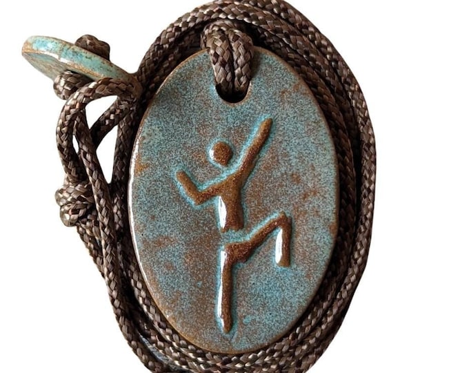 Climber Rock Climbing Bouldering Mountaineering Pendant Outdoor Adventure Necklace Gift Turquoise