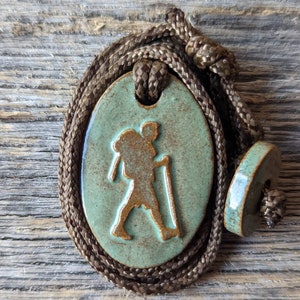 Hiker Backpacker Guy Outdoors Jewelry Adventure Necklace Hiking Gift Turquoise image 8