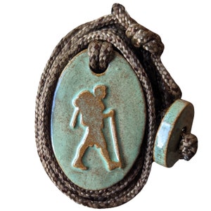 Hiker Backpacker Guy Outdoors Jewelry Adventure Necklace Hiking Gift Turquoise image 1