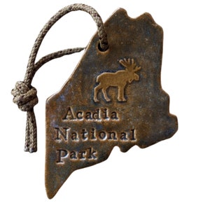 Acadia National Park Maine -Moose- Medallion Holiday Outdoor Ornament Adventure Gift Blue