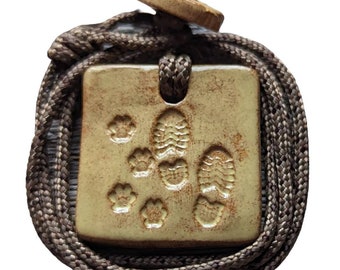 Leave Only Bootprints (Pawprints) Hiking with Dog Pendant Necklace Gift Wheat