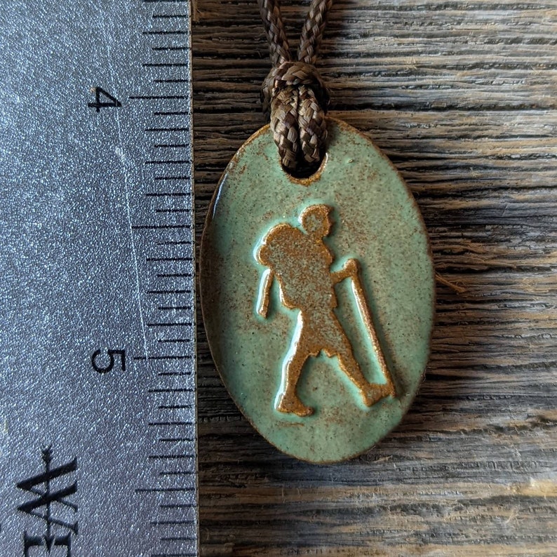 Hiker Backpacker Guy Outdoors Jewelry Adventure Necklace Hiking Gift Turquoise image 7