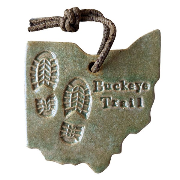 Buckeye Trail Ohio Bootprint Hiking Backpacking Ornament Gift Souvenir Momento Green