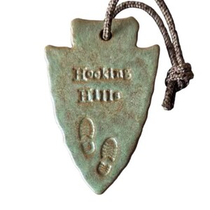 Hocking Hills Hiking Bootprint Arrowhead Ornament Outdoor Adventure Holiday Gift Collectible Momento Green