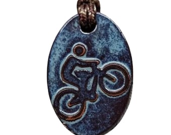 Mountain Bike MTB Mountain Biking Outdoor Adventure Pendant Necklace Gift Slate
