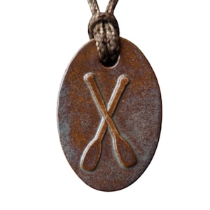 Paddles Paddling Canoe Outdoor Adventure Pendant Necklace Gift Natural