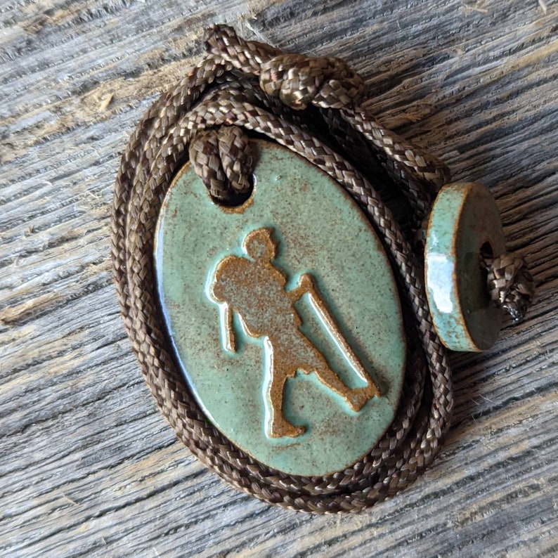 Hiker Backpacker Guy Outdoors Jewelry Adventure Necklace Hiking Gift Turquoise image 6