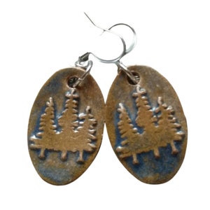 Trees Earrings - Pine Trees - Evergreens -Redwoods in Stormy Blue