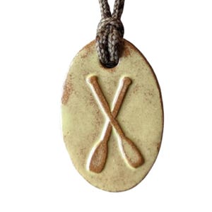 Paddles Paddling Canoe Outdoor Adventure Pendant Necklace Gift Wheat