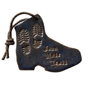 John Muir Trail JMT Hiking Boot Shape Ornament Hiking Backpacking Keepsake Momento Blue